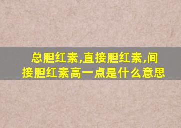 总胆红素,直接胆红素,间接胆红素高一点是什么意思