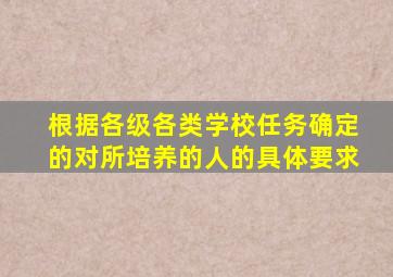 根据各级各类学校任务确定的对所培养的人的具体要求