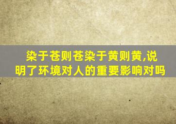 染于苍则苍染于黄则黄,说明了环境对人的重要影响对吗