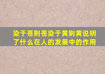 染于苍则苍染于黄则黄说明了什么在人的发展中的作用