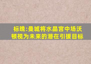 标晚:曼城将水晶宫中场沃顿视为未来的潜在引援目标